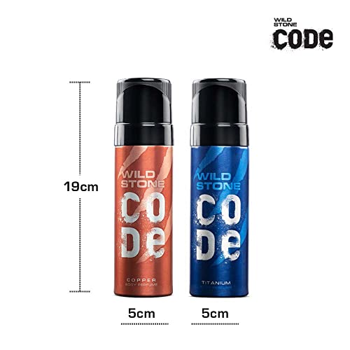 WILD STONE CODE Copper And Titanium Long Lasting No Gas Body Spray Perfume For Men, Pack Of 2 (150Ml Each)