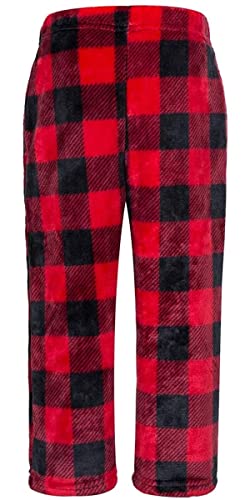 Cromoncent Men's Plaid Plush Warm Pajama Pants, Winter Cozy Fleece Lounge Sleepwear Pj Bottoms3