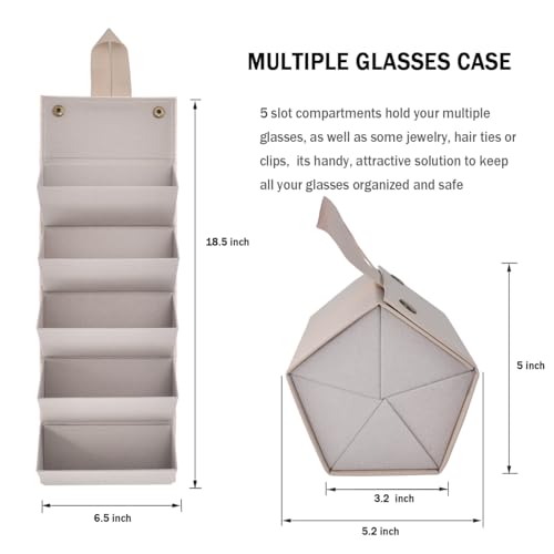 Image of Kenpal Sunglasses Storage Organizer Holder Foldable Travel Case with 5 Slot Compartments for Multiple Glasses