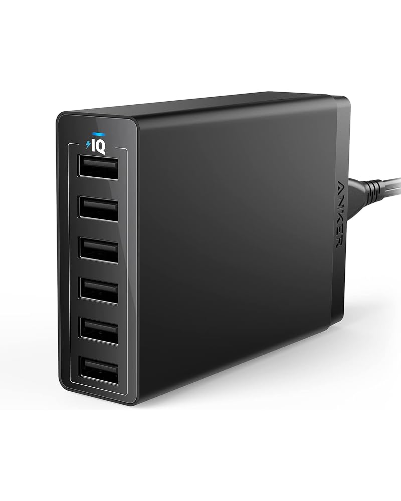 Anker Chargeur Secteur USB PowerPort 6 Ports 60W - Chargeur mural avec technologie PowerIQ, Adaptateur de Voyage pour smartphones et tablettes: iPhone, iPad, Samsung et autres