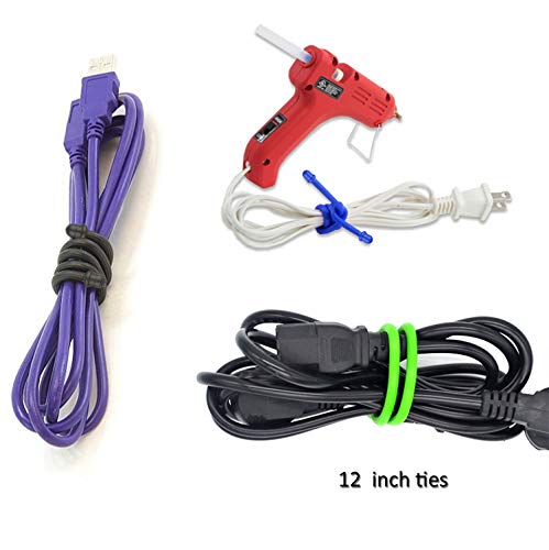 6Pcs 12-Inch Original Silicone Cable Tie, Steel-Core Silicone Twist Ties, Reusable Rubber Twist Tie, Cable Tie Straps. (3 Colors 12-Inch) For Organizing. (Dia 5Mm) #TOP1