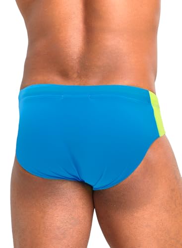 MIZOK Mens Color Block Swim Briefs Retro Sexy Bikini Swimwear Sport with Drawstring3