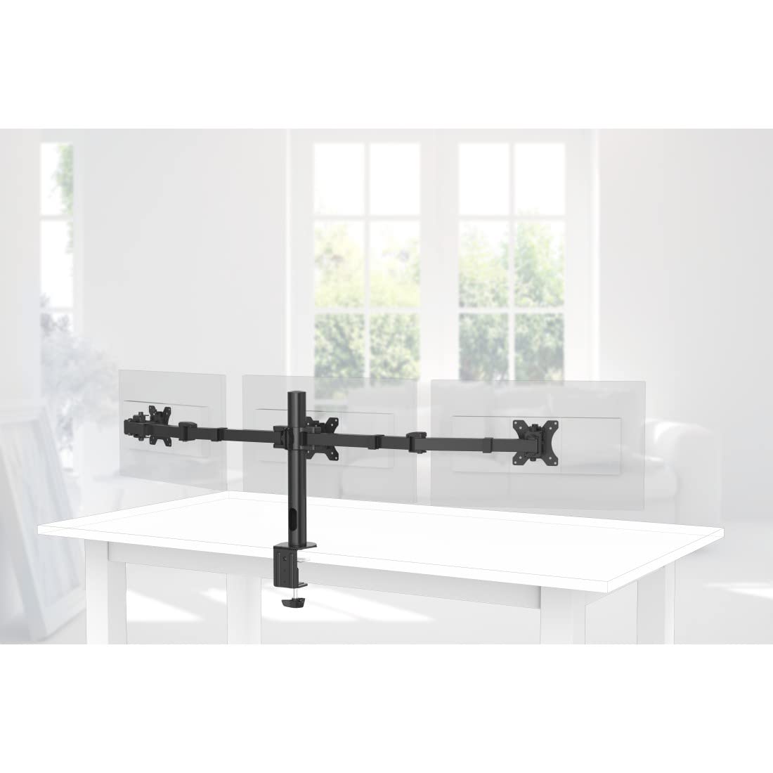 Hama Support Ecran PC 3 écrans Garantie 5 Ans (Bras pour 3 Moniteurs TFT/LCD/LED de 33 à 69 cm (13" - 27"), Hauteur Réglable, Pivotable, Inclinable, Système Easy Fix) Noir