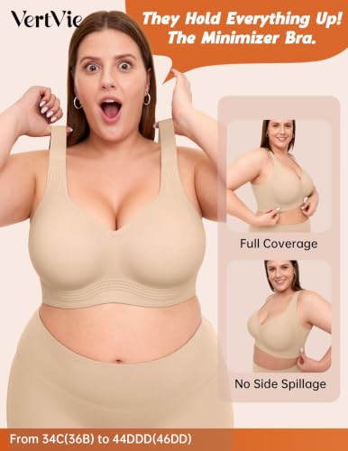 Image of Vertvie Jelly Bras for Women No Underwire Minimizer Support | Plus Size Older Lift, Full Coverage & Smoothing Back, Push Up, Separation & Supportive, Soft Comfy Seamless Wireless Bralette