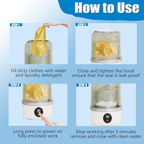 2025 New Portable Ultrasonic Mini Washing Machine – Rechargeable Travel Laundry Solution for Underwear, Compact Design for Apartments, Dorms, RVs,... - Image 3