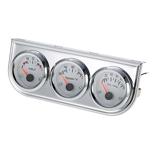 52Mm Oil Pressure Fahrenheit Water Temperature Gauge Voltmeter Chrome 3 In 1 Gauge Kit Car Motorcycle Meter #TOP6