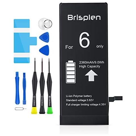 Brispen 2360mAh Battery for iPhone 6, High Capacity Replacement iPhone 6 Battery Model A1549 / A1586 / A1589 with Repair Tool Kit Cover