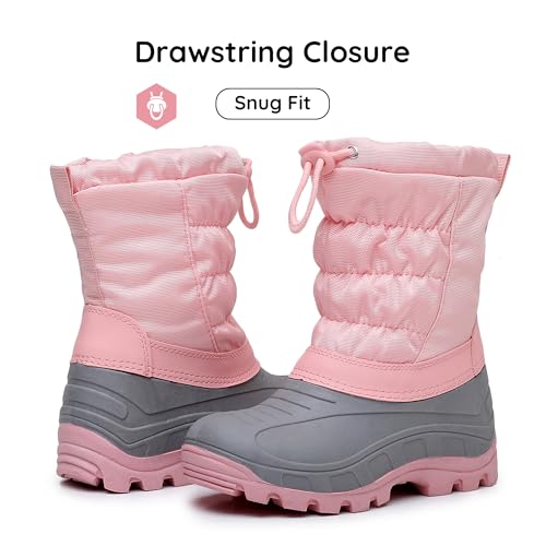 Apakowa Boys Girls Winter Snow Boots – Waterproof Insulated Cold Weather Boots with Side Zipper, Drawstring Closure & Anti-Slip Sole4