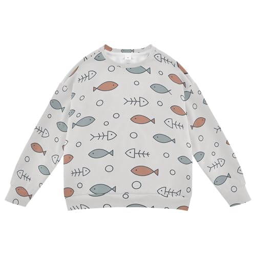 JUNZAN Carrtoon Little Fish Beige Little Boys Sweatshirts Hoodies Crewneck Kids Hoodies Boys Athletic 4T