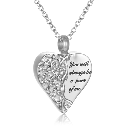 Tree Of Life Urn Necklace For Ashes For Women Girls Mom Stainless Steel Heart Cremation Jewelry For Ashes Of Loved Ones Keepsake Memorial Pendant2