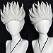 ANOGOL Hair Cap+ Short Silver Wig for Cosplay Sea Witch Grey White Spiky Synthetic Layered Wig for Women Men Anime Halloween Party Costume
