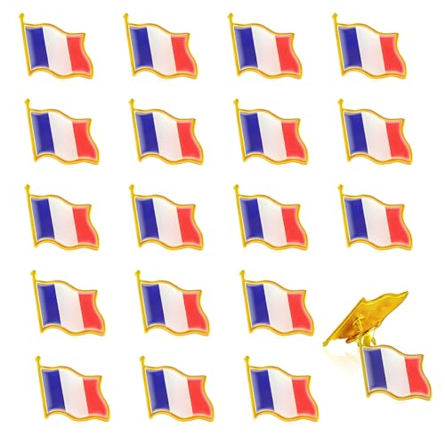 20 Pièces Pins Drapeau Francais Métal Pin's Drapeau Français Broches de Drapeaux Nationaux...
