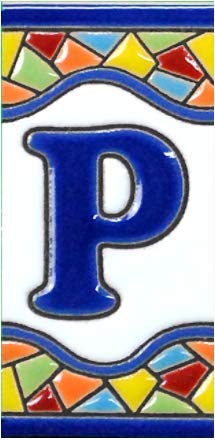 TORO DEL ORO N�meros para casas. N�meros y Letras en cer�mica esmaltada, Pintados a Mano con la t�cnica de la cuerda seca. Nombres y direcciones. Modelo Mini Mosaico 3,5 cms x 7,5 cms (Letra