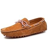 fahrradverleih montpellier Anti-Rutsch ASDFDG Herren Slip auf dem Fahrboot Loafer Dekorativen Schnürsenkel Quadratische Zehe Perforiert Stiching Einfacher Faux Wildleder Atmungsaktive leichte rutschfeste (Color : Brown, Size : 46 EU)