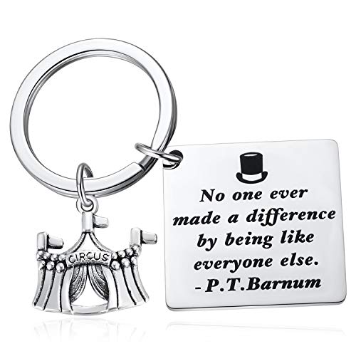 Ukodnus The Greatest Showman Keychain P. T. Barnum Quote, No One Ever Made A Difference By Being Like Everyone Else Key Chain, Gift For Daughter Ukodnus The Greatest Showman Keychain P. T. Barnum Quote, No One Ever Made A Difference By Being Like Everyone Else Key Chain, Gift For Daughter