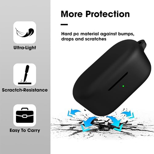 Image of Sounce Silicone Protective Case Cover for OnePlus Nord Buds 2, Anti Fall Anti Dust, with Hook Earphone Case (Black)
