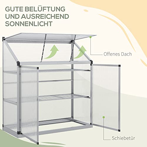 Outsunny Frühbeet Mini Gewächshaus 3 Ebenen Wetterfest Natur 70 5 X 42 X 132 Cm 845 502