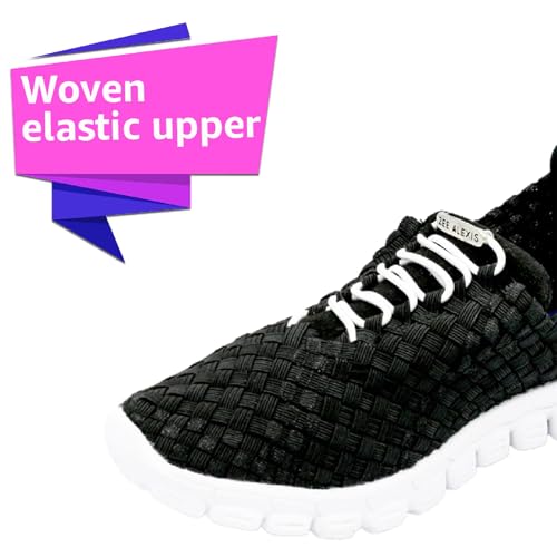 Image of Zee Alexis Women's Danielle Sneakers | Breathable Lightweight Flexible Casual Comfortable Slip-On No-Tie Elastic Laces Woven Shoes