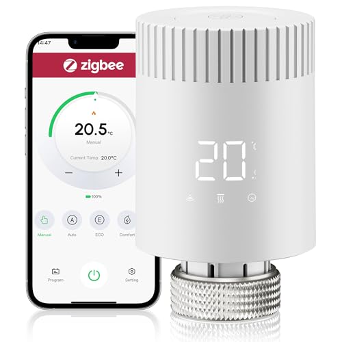 Beok Smart Heizkörperthermostat Zigbee Heizungsthermostat Raumthermostat Digital Benötigt Tuya Gateway Thermostat Heizung Heizkörper Thermostatkopf Steuerung per Alexa Google Assistant TRV-M2Z