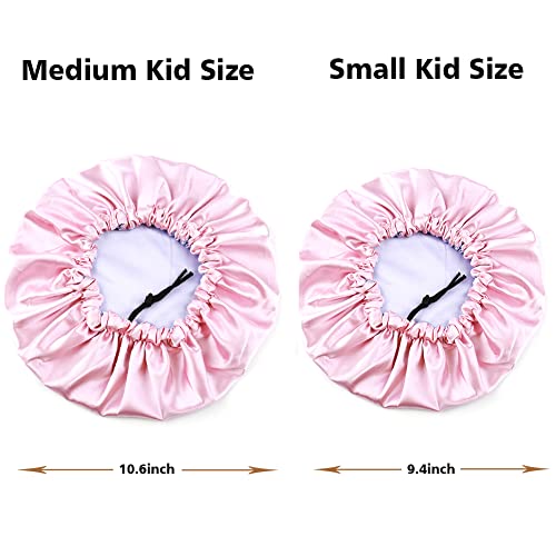 Image of Stain Bonnet Silk Sleep Cap Adjustable Satin Cap for Night Sleeping Hair Bonnet Reversible Double Layer