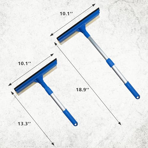 Image of Professional Windo w Squeege,2 in 1 Squeegee Window Cleaner with Long Stainless Steel Handle,Sponge Car Window Squeegee (White)