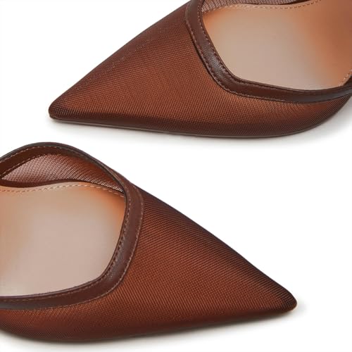 Image of Mesh Kitten Heels for Women Pointed Closed Toe Mule Heeled Sandals Sexy Slip On Dress Pumps