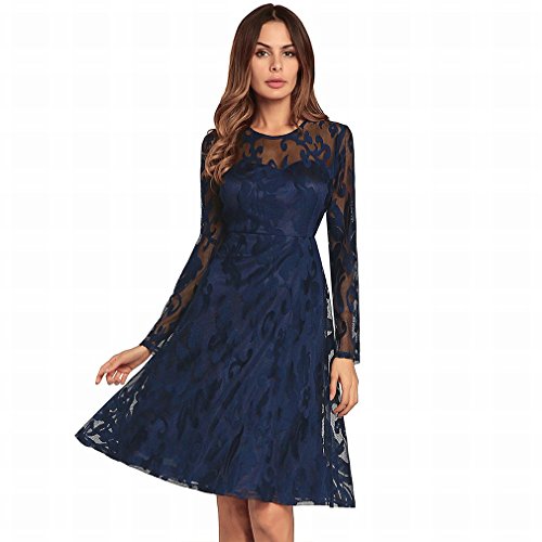 Robe en dentelle légère bleu royal GUO pour silhouette XL