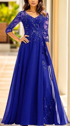 Sequins Applique Mother of The Groom Dresses for Women with Sleeve V-Neck Chiffon Mother of The Bride Dresses3