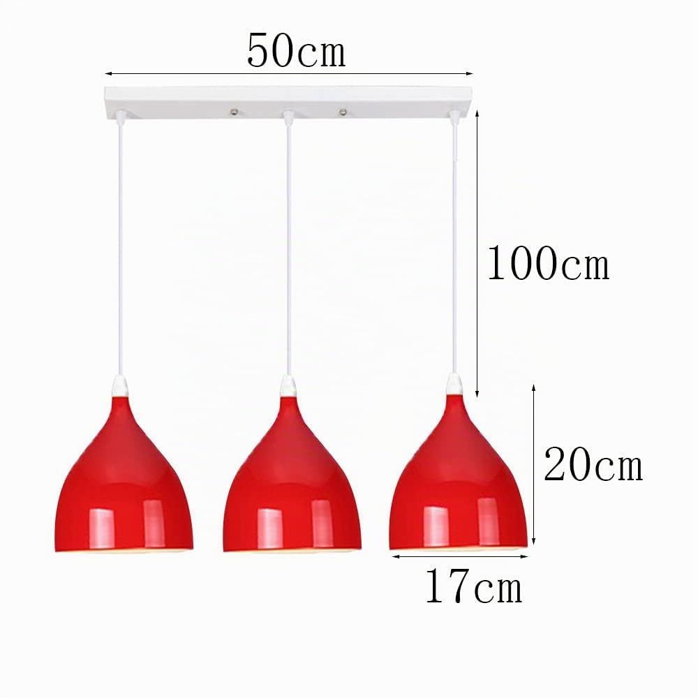 Lampade A Sospensione A Tirante 3 E27 Moderni Metallo Paralume Lampadario Regolabile in Altezza Cucina Ristorante sala da pranzo soggiorno Camera da letto corridoio Luce Pendente (rosso)