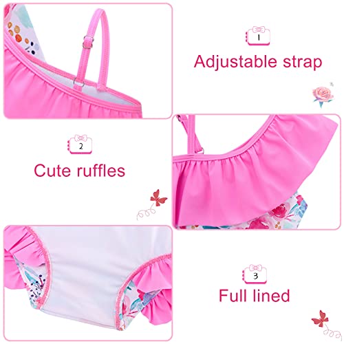 Image of Funnycokid Baby Toddler Girls Swimsuit 4 Piece Bathing Suit Long Sleeve Rash Guard Sets 12 Months-7 Years