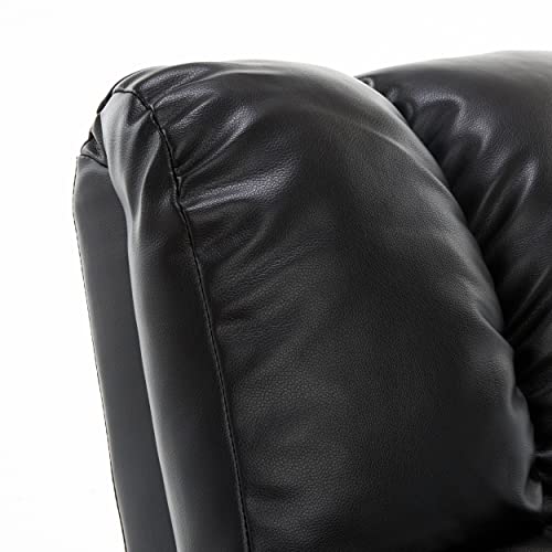 Clickdecor Recliner Chair Living Room Upholstered Armchair For Modern Home Theater Lounge Seating, Bonded Leather Black #TOP6