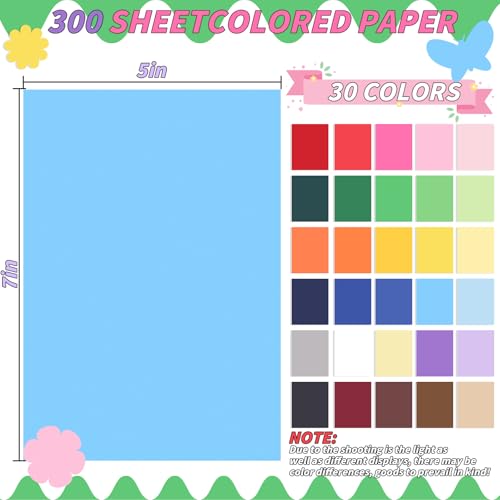 Image of 5 inch x 7 inch Cardstock 30 Colors, 300 Pack Colorful Thick Paper Cardstock Blank Colored Cards Stock for Invitations, Greeting Cards Making, Postcards, Photos, 250GSM Thick Paper Colorful