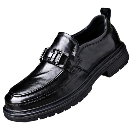 Men's Genuine Leather Slip-On Loafers Autumn Business Casual Dress Shoes Trendy Oxfords