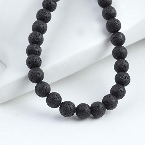 Image of Natural Stone Beads 6mm Black Lava Polished Round Smooth Gemstone Beads for Jewelry Making 15 Inch(Black Lava,6mm)
