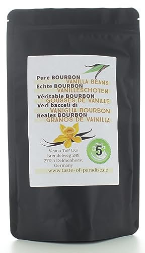 Bourbon Vanilleschoten (5 Stk. - 12-13cm) 100% natural aus Madagascar, frisch & saftig, hoher...