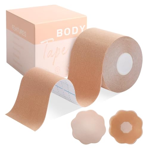 Image of Okela Boob Tape - Breast Lift Tape for Large Breast,Body Tape for Breast Lift w 2 Pcs Breast Petal Adhesive Bra