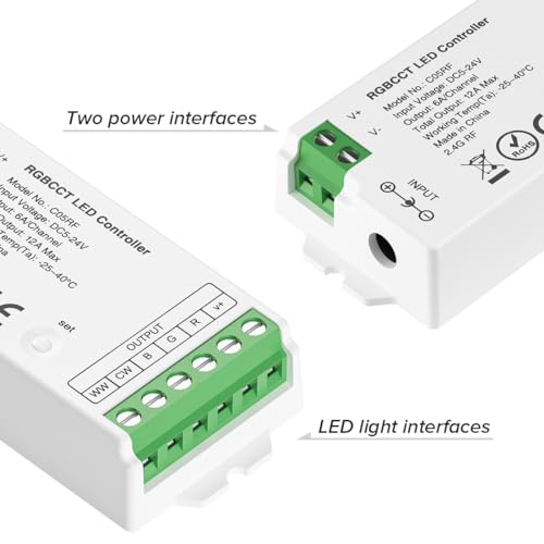 Image of SEZO 2.4G RF RGBCCT Controller Kit C05RF Controller & RC03RFB 4-Zone Wireless Remote Control Group Control Multiple Color Modes for FCOB 5630 2835 3528 5730 5050 3014 RGBCCT LED Strips