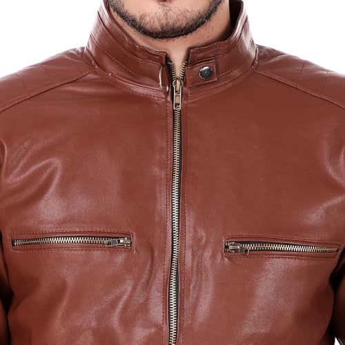 Image of Leather Retail Men's Solid Biker Jacket