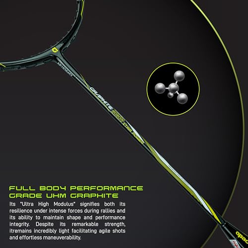 Apacs Graphite 1001 Xtra Power (36LBS, Power Frame with 100% Japanese Graphite) Badminton Racket with Full Cover (Black Green) 5 41OimYDYaoL