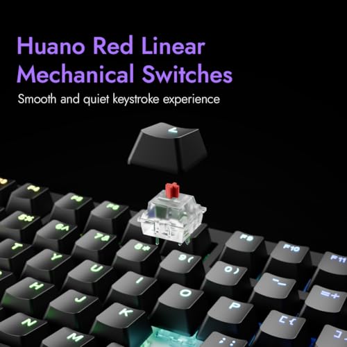 Image of Kreo Swarm X Wireless Mechanical Gaming Keyboard - Huano Red Switches, Pass Through Keycaps with RGB, Tri-Mode Connectivity (2.4Ghz /Bluetooth /Wired), 5-Pin Hot-Swap, for Windows & MacOS (Black)