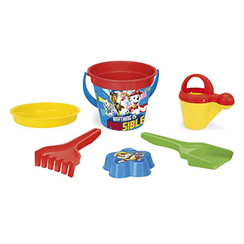 Wader 81137 Ensemble Seau Paw Patrol avec Seau, passoire, Pelle, râteau et Moule à Sable, 6 pièces, idéal comme Cadeau pour Jouer créatif