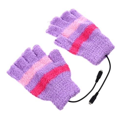 Abaodam 1Pair Heated Half Finger Gloves for Winter Soft Woolen Mittens with Heating Pads for Home Office Use Elastic and Flexible Design Thermal Gloves for Cold Weather