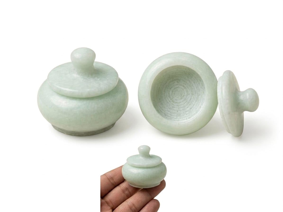 White Marble Mini Storage Container Set of 2 with Lid | Small Jewelry Box for Rings, Earrings, Sindoor | Natural Stone Decorative Organizer for Home, Dressing Table & Gift-image-29