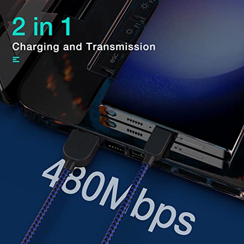 Usb Type C Cable 5Pack (3/3/6/6/10Ft) Fast Charging 3.1A Quick Charger Cord Usb A To Usb C Charger Cable Type C Cord For Samsung Galaxy S20 S10 S9 S8 A73 A51 A13, Note 20 10, Lg G8 G7 Controller-Blue #TOP4