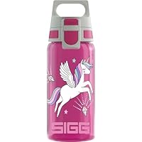 SIGG - Trinkflasche Kinder - Viva One Unifly - Für Kohlensäurehaltige Getränke Geeignet - Auslaufsicher - Spülmaschinenfest - BPA-frei - Sport & Schule - Rosa mit Einhorn - 0,5L