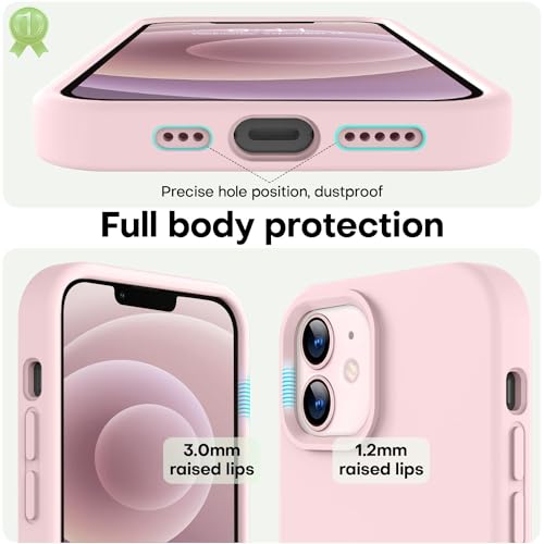 Image of LOVE 3000 Designed for iPhone 12 Case /iPhone 12 Pro Case, Premium Silicone with [Soft Anti-Scratch Microfiber Lining] Shockproof Protective Phone Case for Men Women Girls 6.1 inch, Chalk Pink