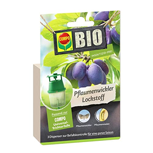 COMPO BIO Pflaumenwickler Lockstoff für eine ganze Saison, Passend zur COMPO Trichterfalle (separat erhältlich), In Dispenser, 3 Stück