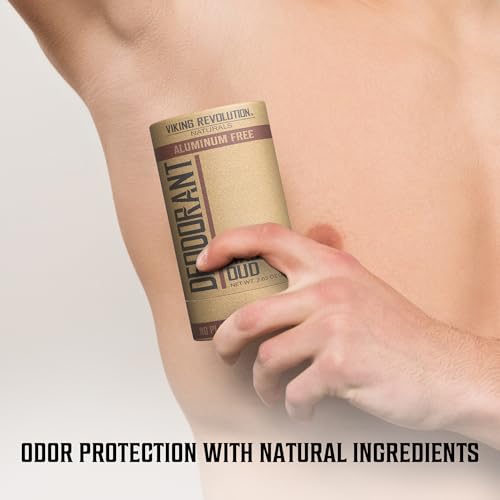 Image of Viking Revolution Majestic Oud Deodorant - Aluminium Free Natural Men's Deodorant with Shea Butter & Tapioca Starch - Stain Free, Baking Soda-Free (2.65oz)