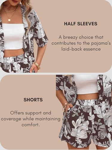Image of GRECIILOOKS Co-ord Set for Women Stylish | Women Co-Ord Pajama Set | Stylish Night Dress & Beach Outfit | 2 Piece Printed Shirt & Shorts Loungewear | Comfortable Pajama Sets for Womens