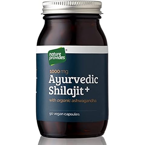 Ayurvedic Shilajit (1000mg) and Organic Ashwagandha Root, 90 High Strength Capsules - Fulvic Acid, Mineral Rich Ayurvedic Supplement for Stress and Energy. Vegan & GMO-Free. Natural & Pure UK Cover
